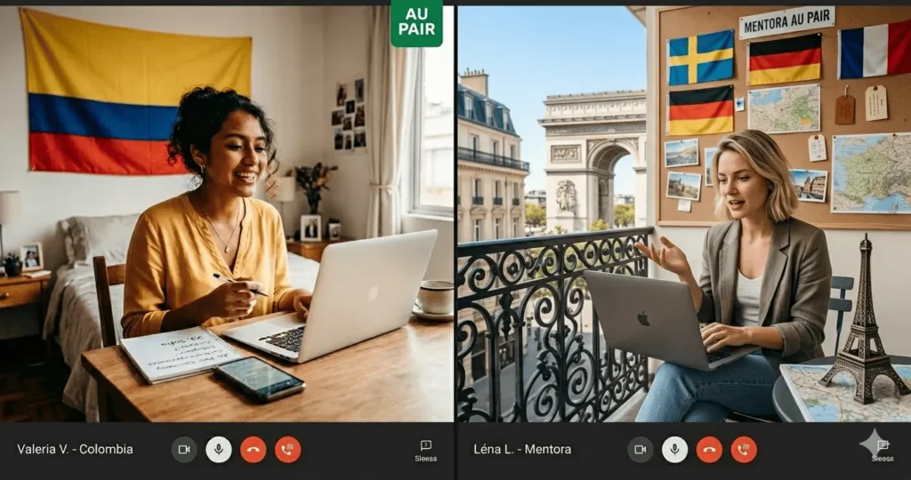 Simulación de entrevista Aupair Au pair latina teniendo la mentoría de simulación de entrevista para irse a Europa con preparación y confianza.