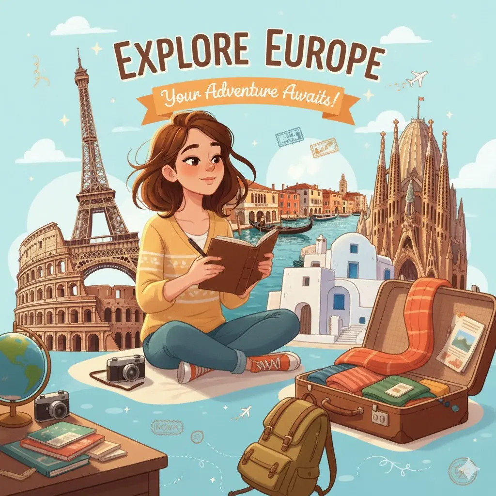 Una joven au pair por explorar Europa con la guía de servicios de mentoría de Vive Au Pair.